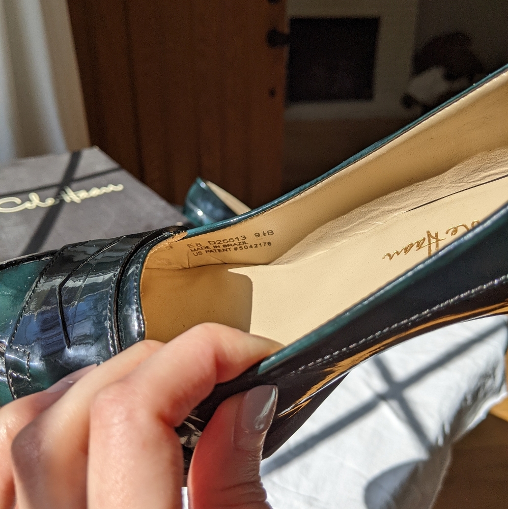 Cole Haan Nike Air sole Moroccan Blue Patent Leather Heels - Picture 9 of 11